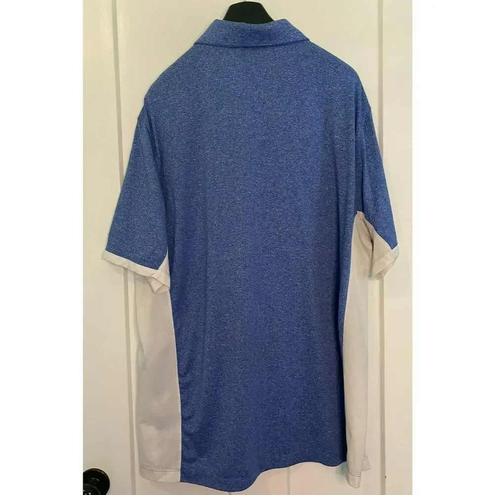 Nike Golf Tour Performance Dri Fit Polo Shirt 2XL Mens Blue/White Short Sleeve